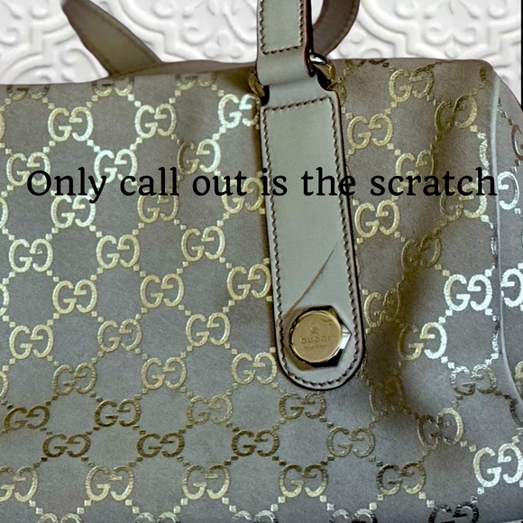 Gucci Beige and Metallic Monogram Charmy
Boston Bag - EUC - Picture 6 of 10